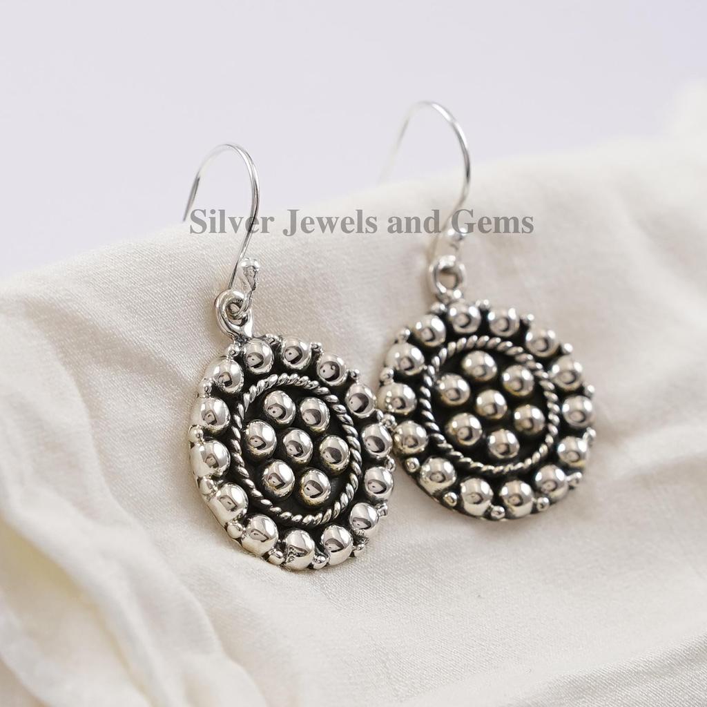 925 Sterling Silver Earring, Round Puffed Silver Earrings, Gift for Wife, Plain Silver Jewelry, Handmade Earrings, Puffy Earring