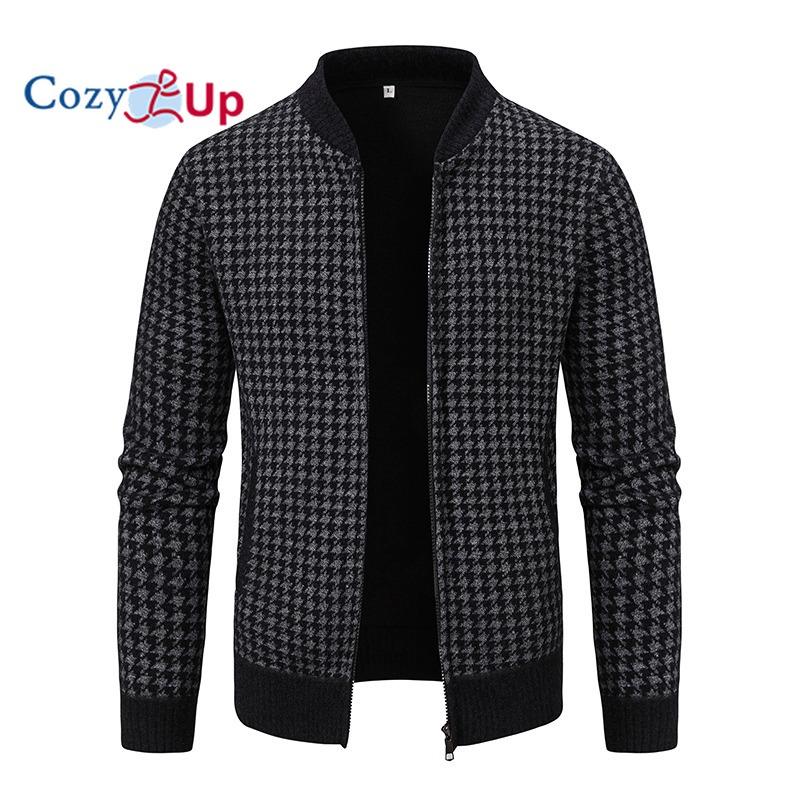 Cozy Up Клетчатый свитер с длинным рукавом вязаный повседневный деловой утепленный теплый пальто куртка