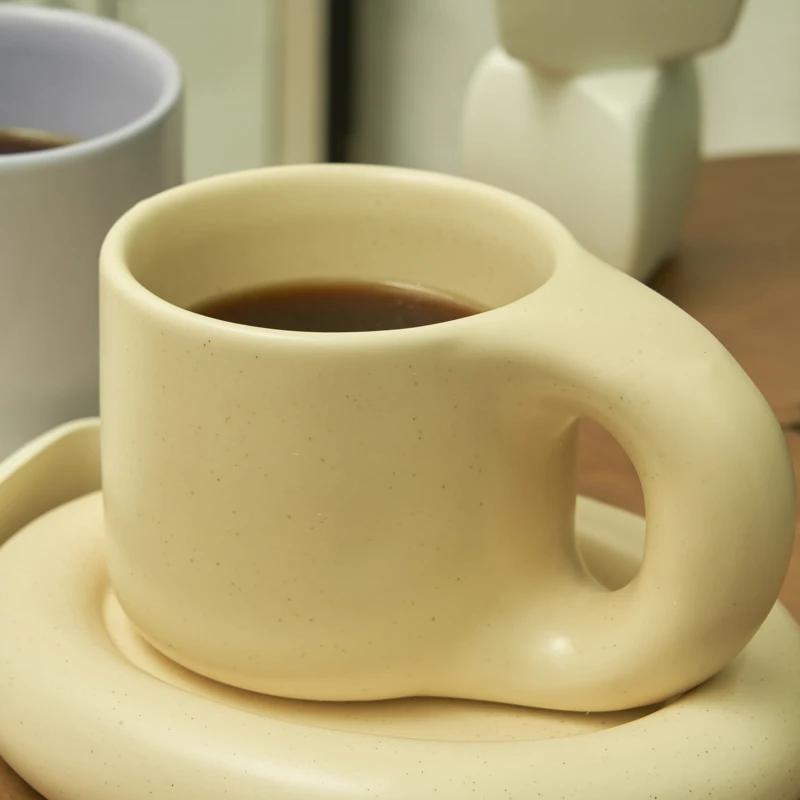 Nordic Ceramic Mug with Saucer Coffee Cup Drinking Cups and Saucers Home Office Tea Cup Coffee Cups Korean Mug Ceramic Plate