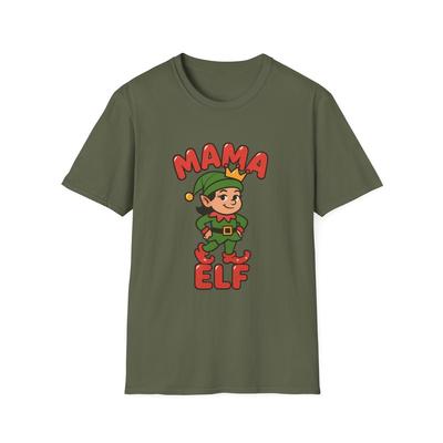 Унисекс футболка Softstyle Мама Эльф Смешная Рождественская Праздничная Мультяшная Футболка
