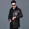 Зимнее кожаное пальто для мужчин среднего возраста, повседневно-деловой стиль, средней длины, подкладка из норки, съемная