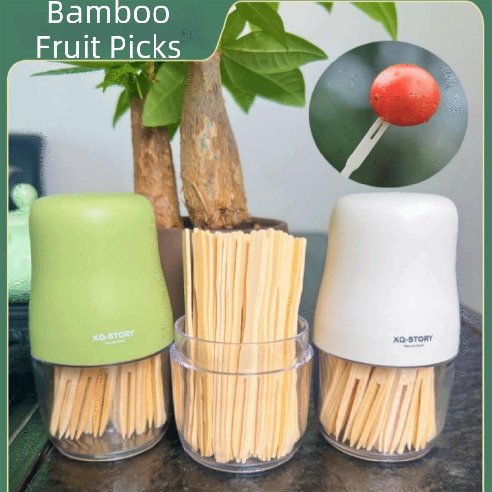 100Pcs Disposable Appetizer Forks Bamboo Dessert Cocktail Forks Restaurant Tableware Household Use