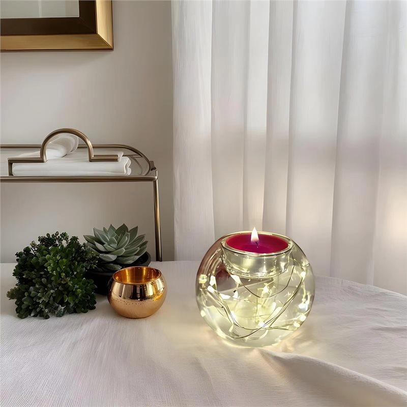 2025 Тренд Подсвечник для чайной свечи Полупрозрачное стекло Подсвечник для плавающей свечи Рождество Тепло Для Вечеринки Дерево Свадьба В помещении На улице