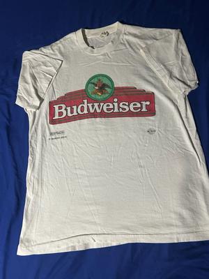 Винтажная футболка Budweiser 90-х с одинарным швом XL 1994 года King Of Beers Унисекс
