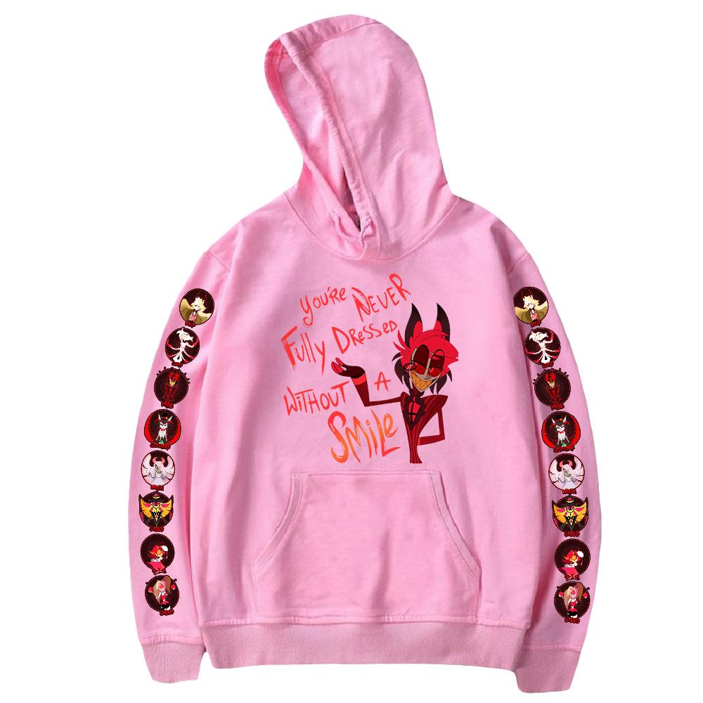 Толстовки с капюшоном в стиле аниме Hazbin Hotel, осенние пуловеры унисекс с длинными рукавами в стиле Харадзюку, уличная одежда, толстовка с графическим рисунком