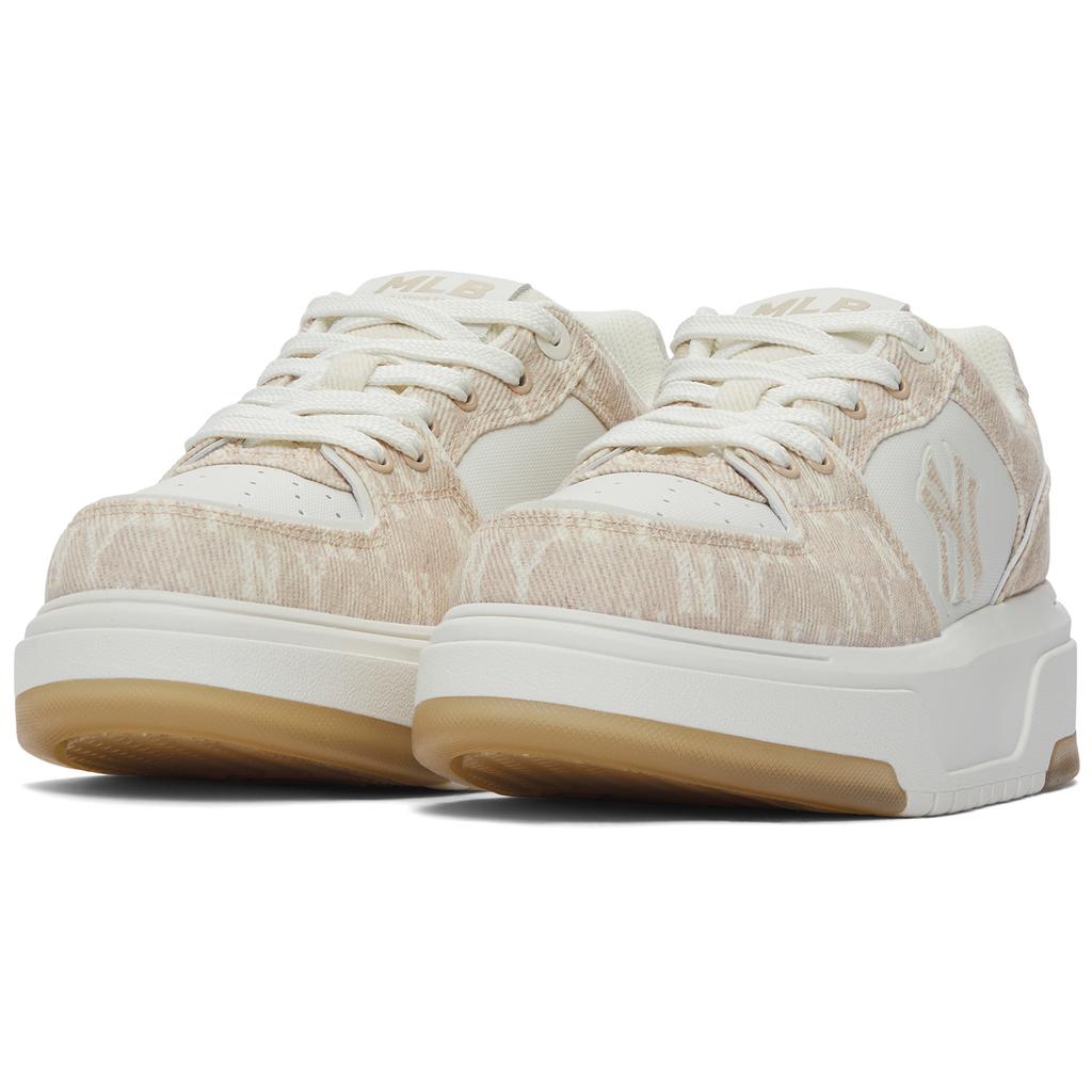 New MLB New York Yankees Anti Slip Wear Resistant Low Top Skateboard Shoes Unisex Beige Yellow 3ASXS015N-50BGS