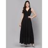 Women Fit and Flare Black Dress Party Western Wear Sleeveless V-neck Long Dress VIF-3122