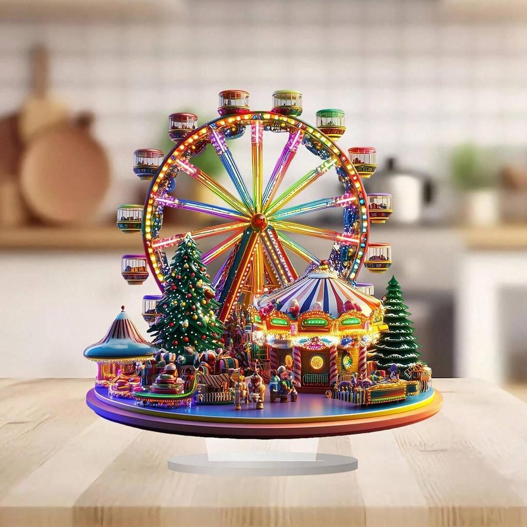 2D Acrylic Ferris Wheel Accent Ornament Ferris Wheel Display Board Christmas Holiday Decoration 2025 Xmas Navidad Party Supplies