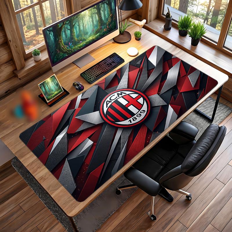 Большой коврик для мыши с принтом AC Milan, нескользящий мягкий резиновый игровой коврик для стола, декор для офисного ноутбука компьютера