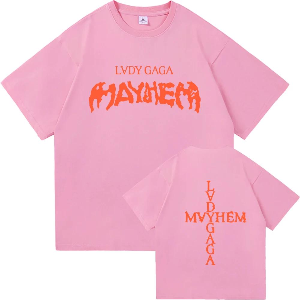 Футболка Lady Gaga Mayhem 2025 Новый Альбом Мода Мужская/Женская Одежда Ретро Харадзюку Высококачественная Одежда для Фанатов Футболки
