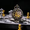 TREEWETO Бронзовые карманные часы с двойной крышкой, циферблатом с римскими цифрами и скелетонизированным механизмом для мужчин и женщин