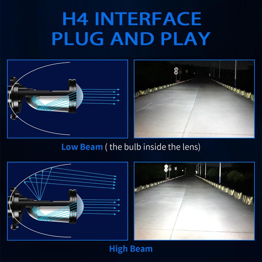 Y6 Turbo Fan H4 LED Headlights Car H4 Mini Projector Lens 6000K Super Bright 20000LM Hi Lo Beam Bulb LED Lights Car Light Lamp