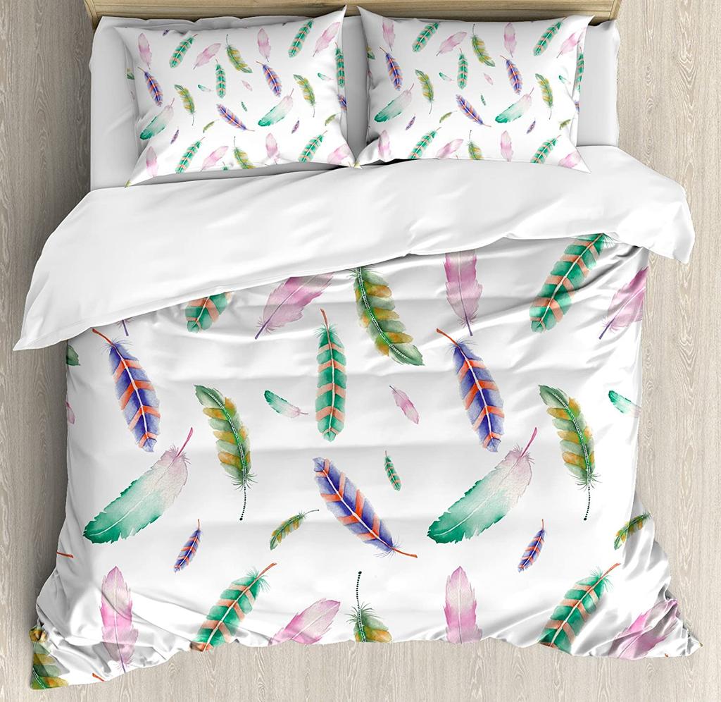 Комплект постельного белья «Павлин» Перья павлиньего хвоста Тропический Экзотический Набор из 3 предметов Пододеяльник Набор для кровати Покрывало Пододеяльник Наволочка