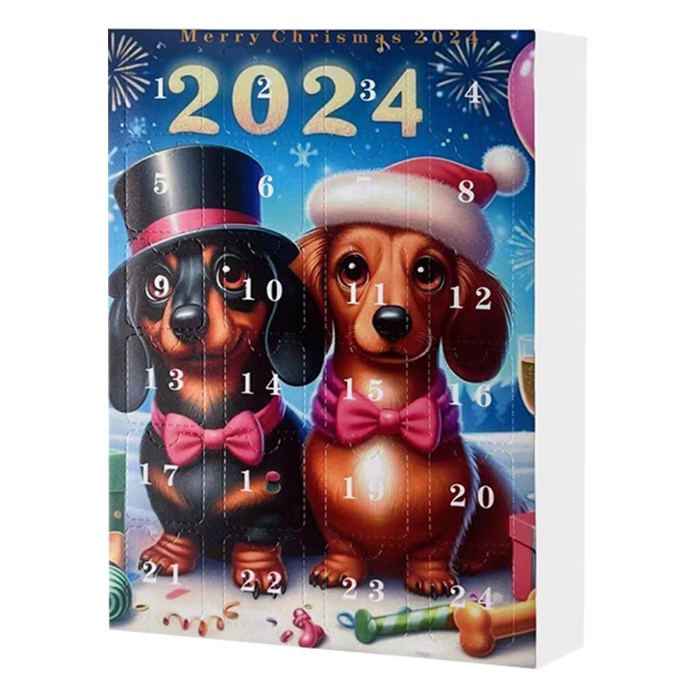 Адвент-календарь 2024 года 24-дневный рождественский адвент-календарь с таксами на 2024 год Милый рождественский календарь обратного отсчета в подарок для детей и взрослых