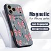 Магнитный Чехол Для Magsafe Для iPhone 17 Pro Max Розовые Бантики Узор Кожаное Ощущение Обложка Для iPhone 16 15 14 13 Pro Max