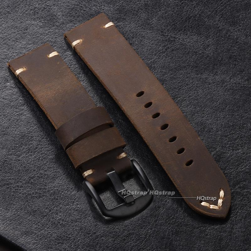 Ручная работа Коровья кожа Ремешок для часов для Panerai PAM111 441 Коричневый кожаный ремешок Мягкий мужской браслет 22 мм 24 мм 26 мм Винтажный ремешок