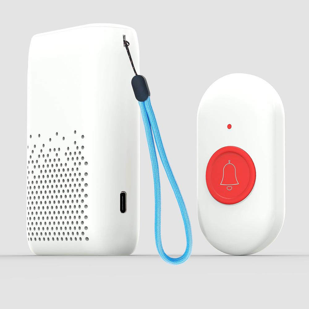 Беспроводная кнопка экстренного вызова для пожилых - Домашний дверной звонок с мигающим светом и вибросигналом