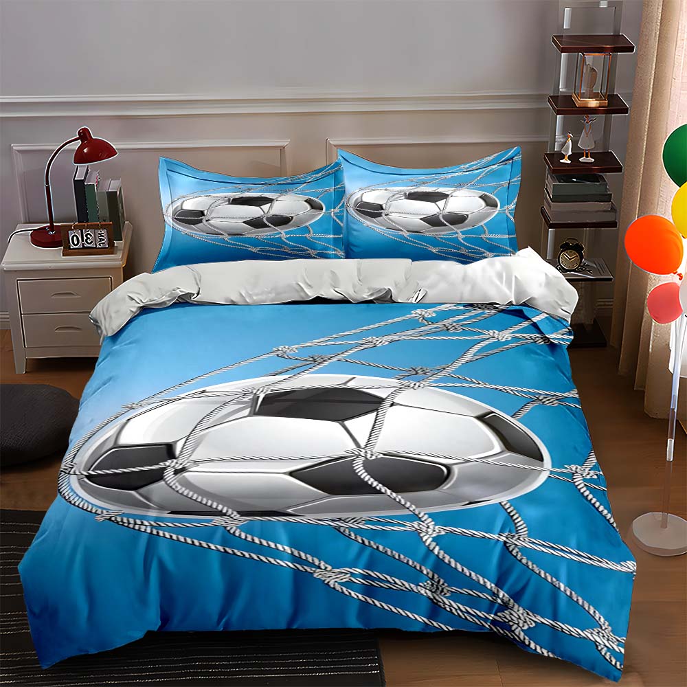 Soccer ball net. Bedding Duvet cover sets Duvet covers Pillowcases gifts (1 * Duvet Cover 2 * Pillowcases, without duvet insert)
