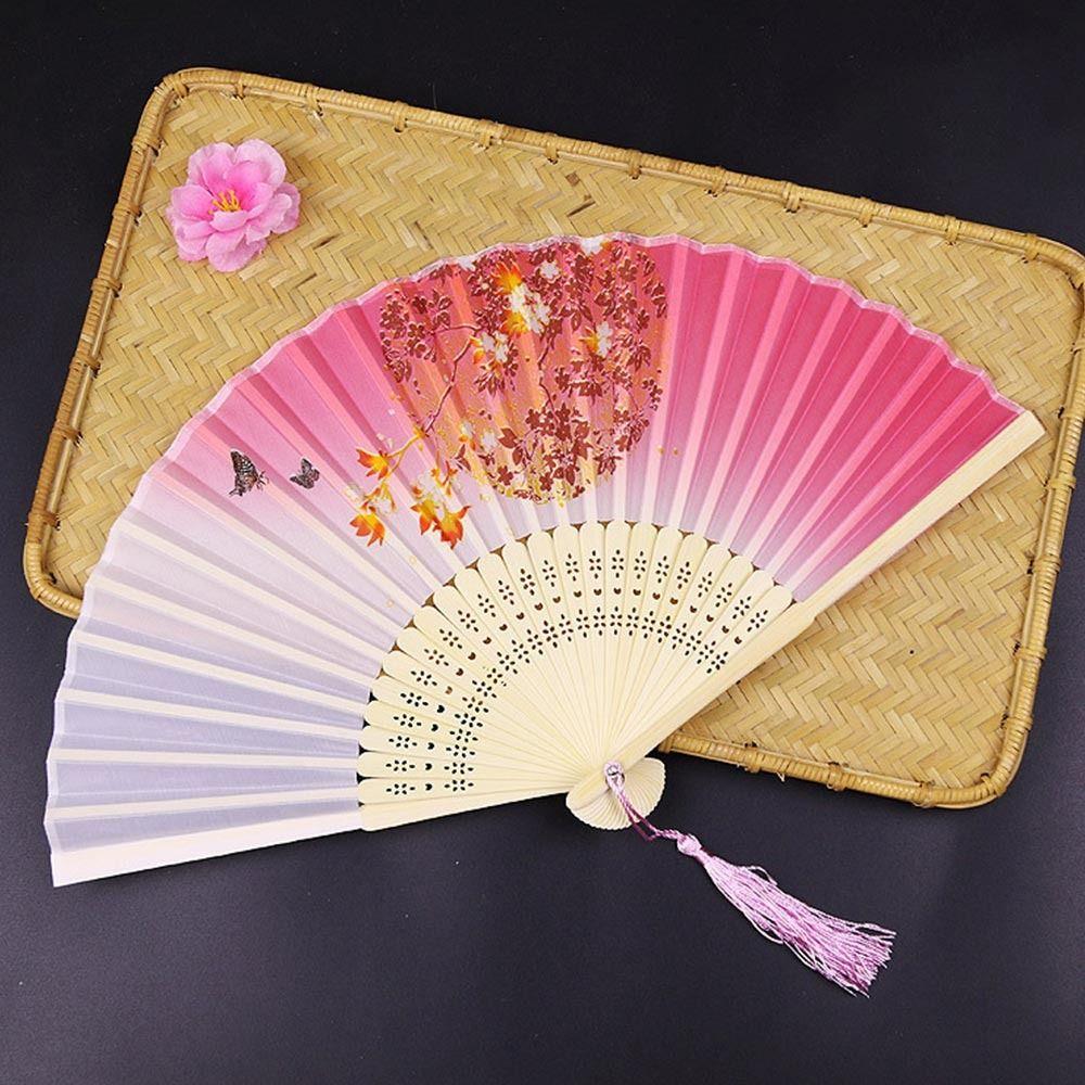 Портативный веер ручной работы в китайском стиле, бамбуковый, реквизит для танцевального выступления, антикварный складной веер с цветочным узором, украшение для дома, танцевальный веер