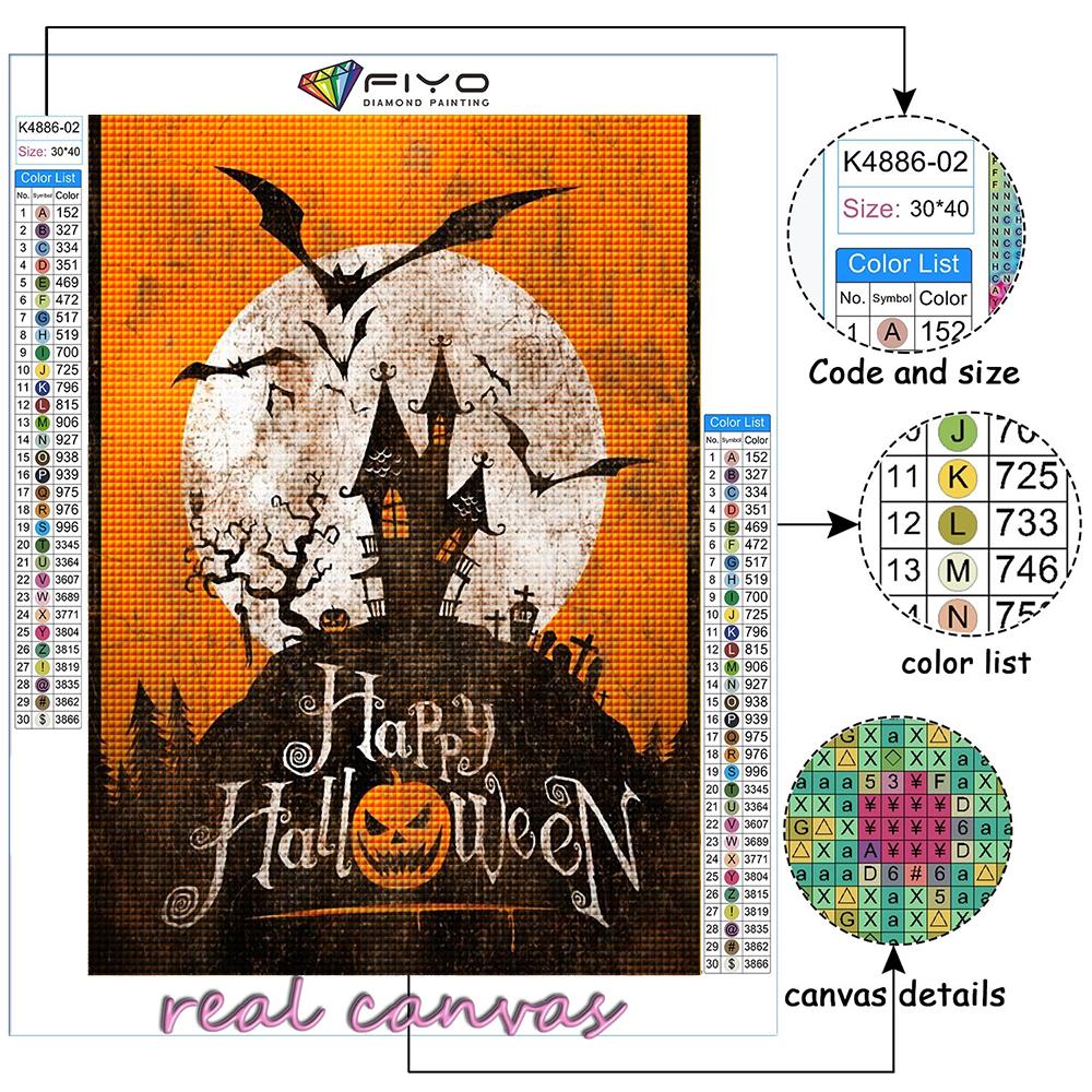 DIY 5D Diamond Painting Halloween Pumpkin And Witch Castle Cross Stitch Kit Full Drill Embroidery Mosaic Art Picture of Rhinestones Gift
