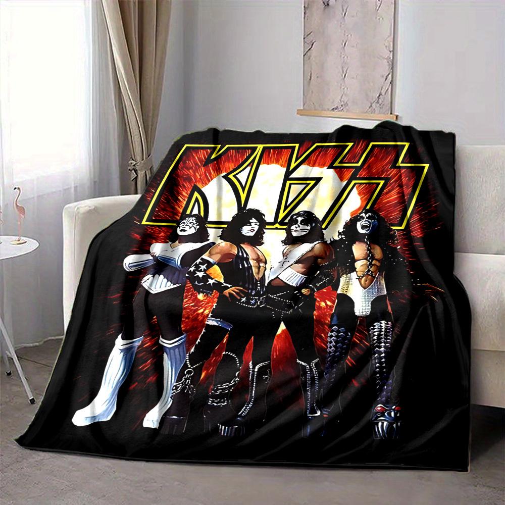 1pc KISS Band Soft Skin-Friendly Flannel Blanket with Digital Printing, Various Sizes Available for Family, Friends, Birthday
