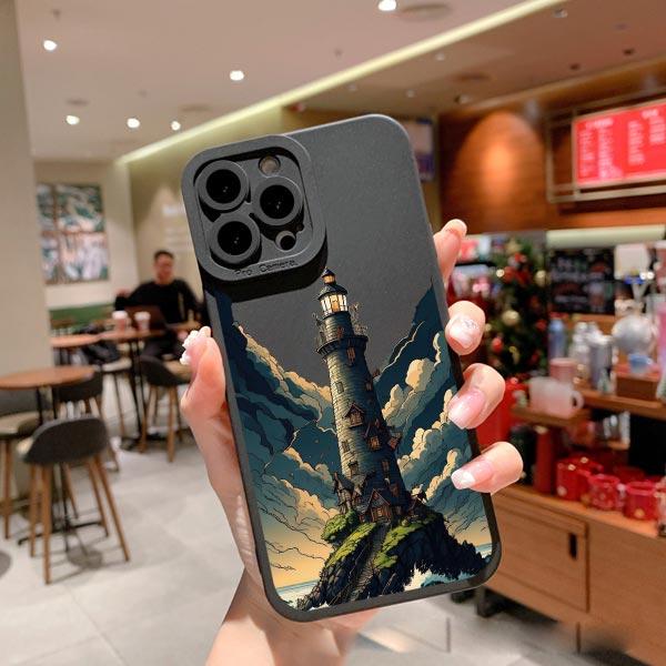 Чехол для телефона в абстрактном стиле с маяком для iPhone XS XR X 11 12 13 14 Pro Max 7 8 14 Plus SE 2020 Мягкий силиконовый задний чехол Fundas
