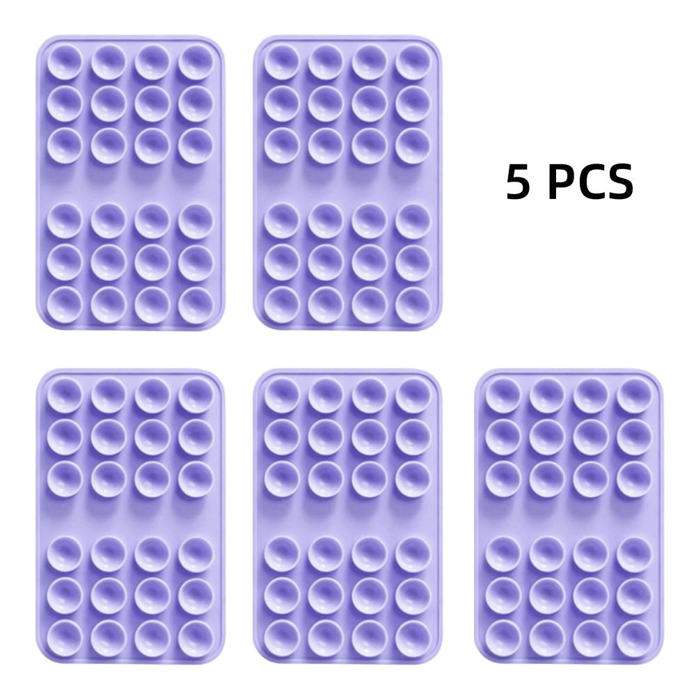 5pcs Square Suction Cup Phone Holder Silicone Anti-Slip Phone Mount Phone Holder Mat Selfies