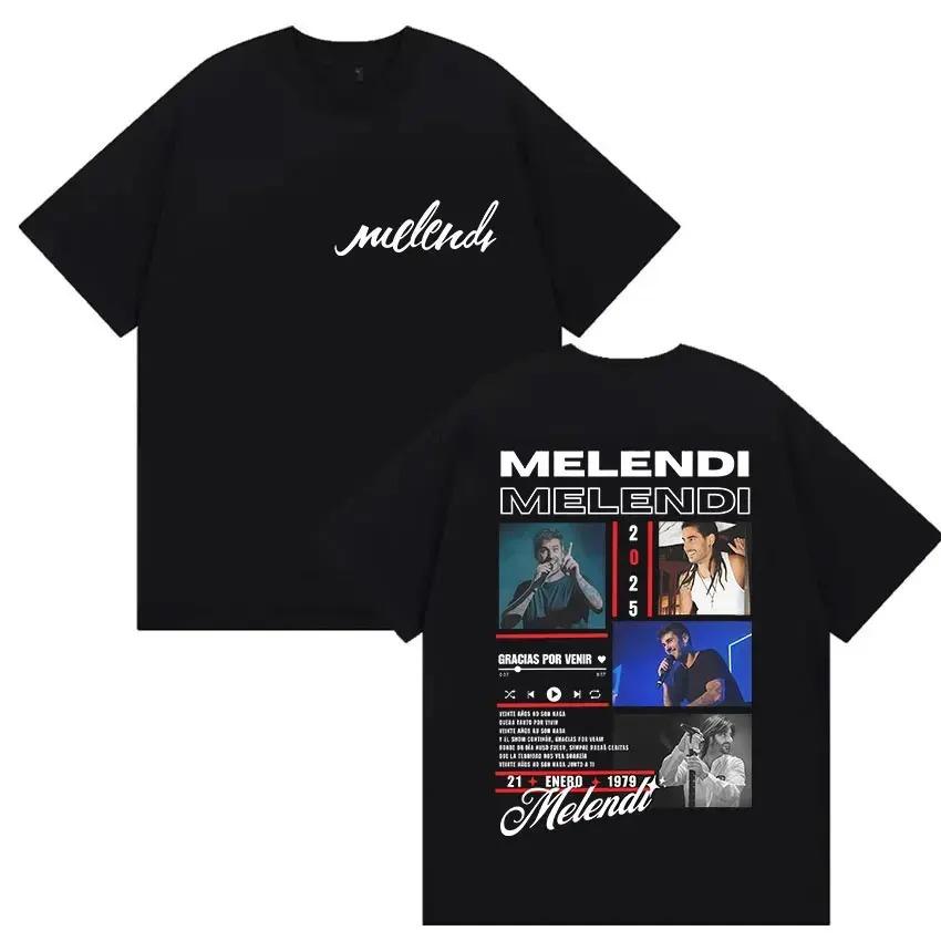 Rapper Melendi Tour 2025 Album Merch T Shirts Men's Vintage Gothic Oversized Cotton T-shirt Plus Size Streetwear Cotton  Hip Hop