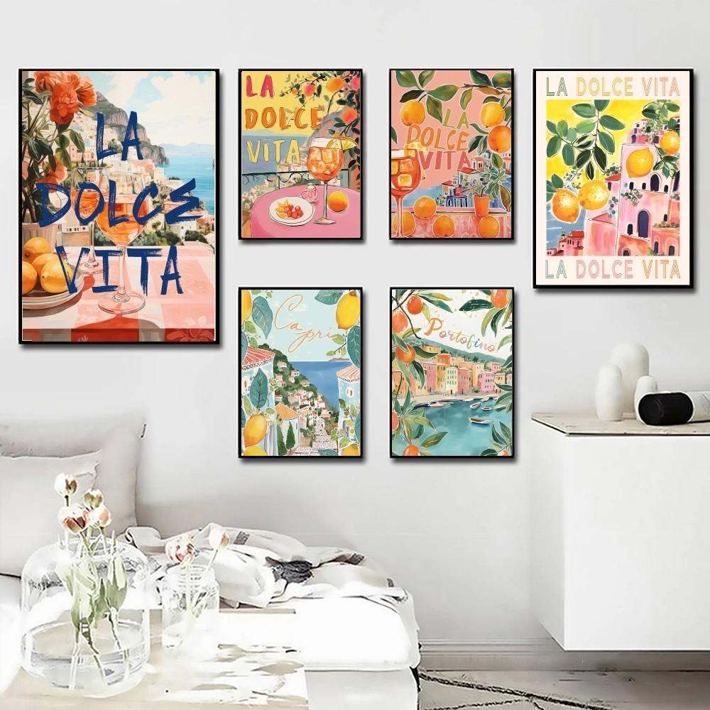 1pc La Dolce Vita Lemon Prints Poster Poster Art Print Bar Living Room Furniture Decor