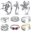 2025 New In 925 Silver Sparkling Bow Crossover Rings Women Luxury DIY Jewelry Rose In Bloom Ring Party Festival Gifts