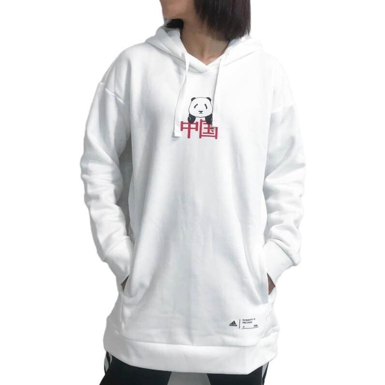 Adidas Thickened And Fleece Lined Thermal Pullover Hooded Long Sleeved Sweatshirt Women's White Unisex GH7806