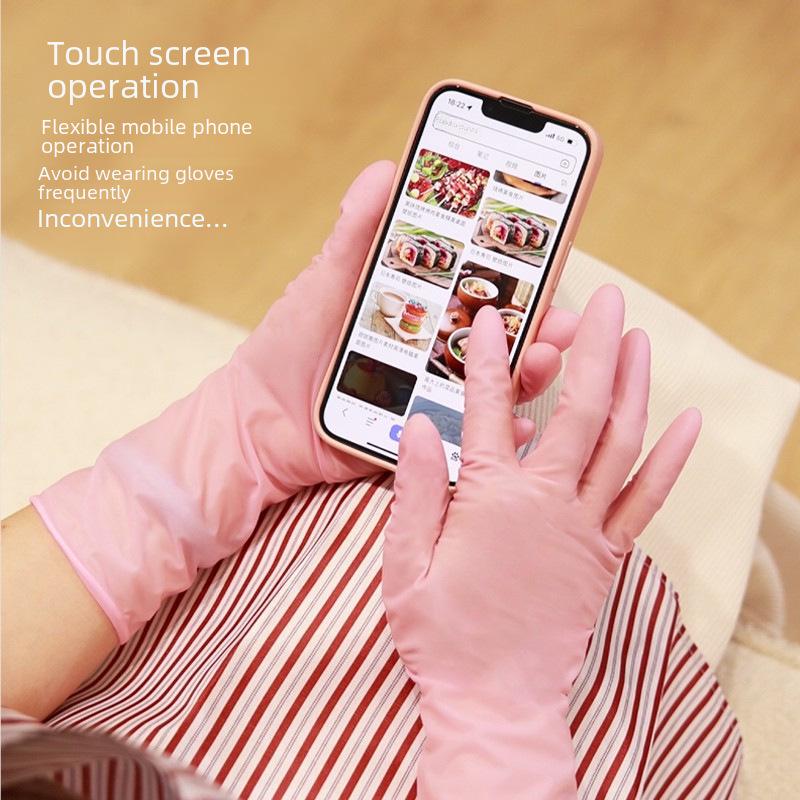 Durable Nitrile Dishwashing Gloves for Women - Food Grade, Thickened, Ideal for Kitchen & Housework Cleaning