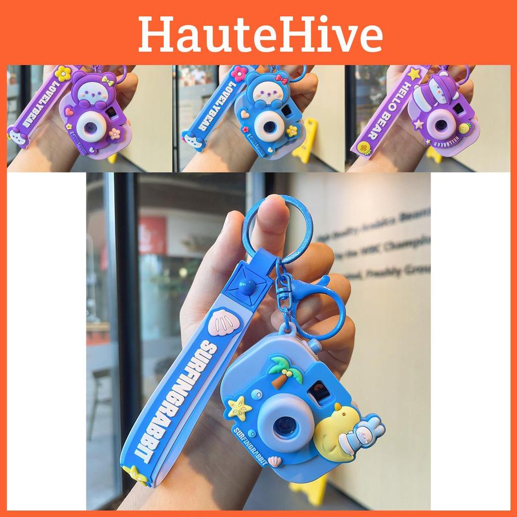 Lovely Light-up Projector Camera Keyring Decorative Cartoon Keychain Gift For All Occasions