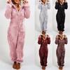 Women's Fluffy Faux Fur Warm Pajamas Solid Colour Winter Jumpsuits Casual Jumpsuits and Jumpsuits Christmas Pajamas Plus Size