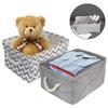 Linen Fabric Box Folding Storage Basket With Handle Foldable Toys Laundry Baskets Bedroom Closet