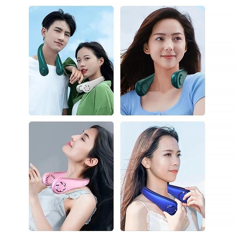 1 шт. вентилятор с длительным сроком службы батареи, новый мини-шейный портативный безлопастной подвесной шейный перезаряжаемый воздушный охладитель, 3-скоростной мини-летний спортивный вентилятор