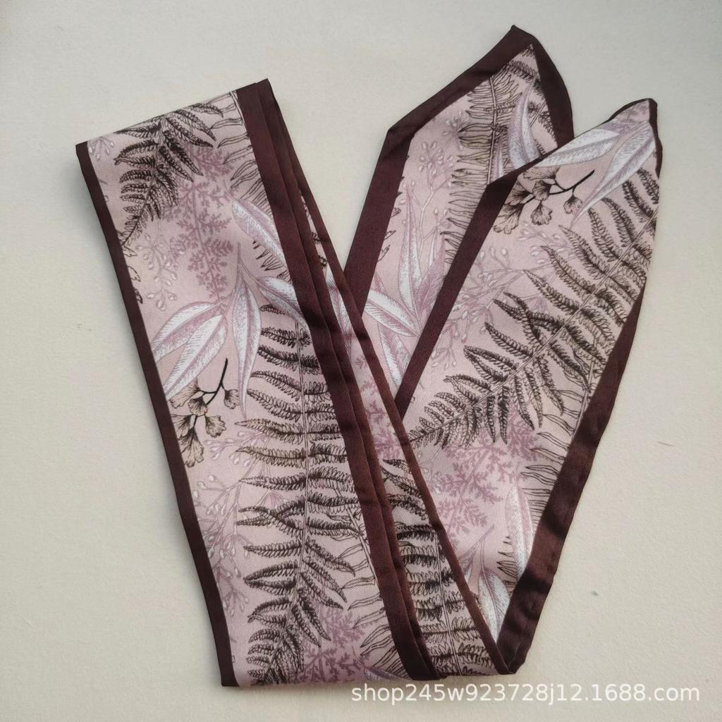 Маленький белый и нежно-зеленый шелковый шарф для женщин, тонкая лента, повязка на голову, резинка для волос, украшение для сумки, длинный