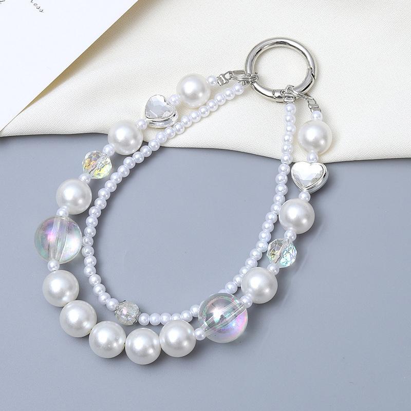 Double Mobile Phone Chain Beads Wrist Strap Keychain Girl Woman Anti-Lost Cell Phone Case Fashion Pendant Phone Lanyard