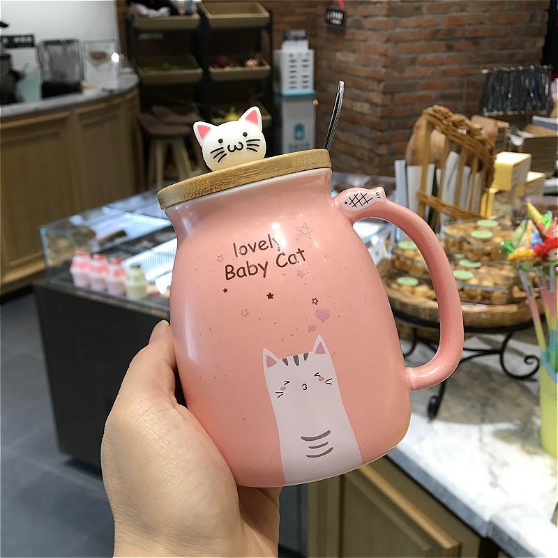 High Looking Cute Cat Mug Water Cup Creative Ceramic Spoon Office Home Use Men and Women Drinking Water Cup