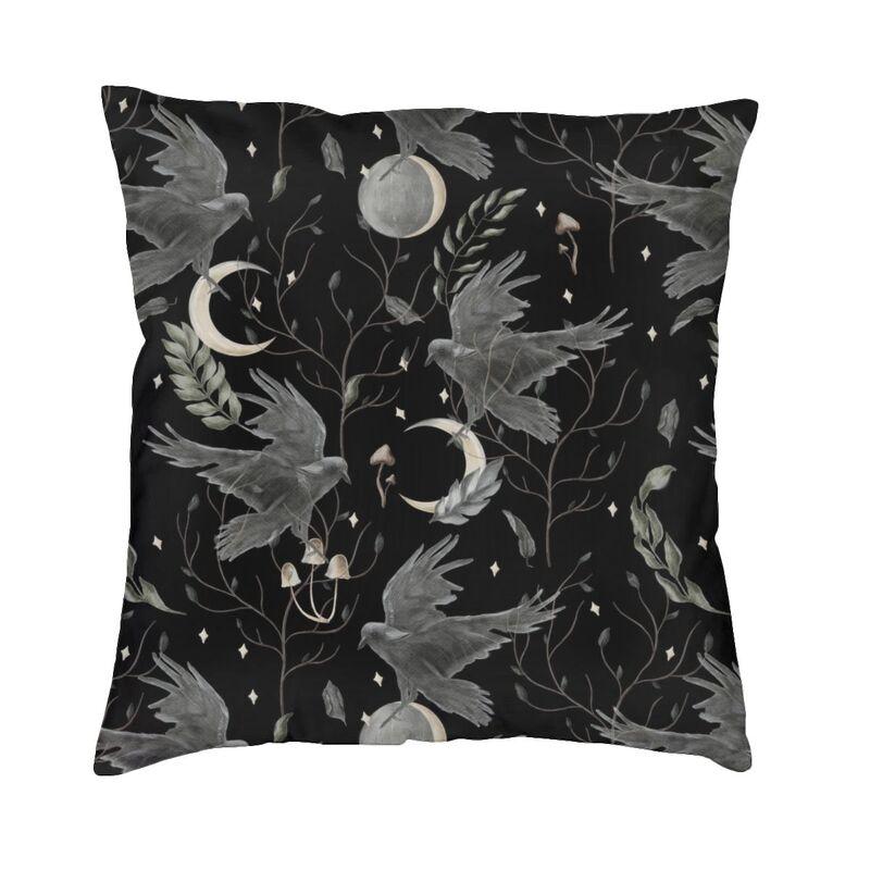 Halloween Witchcraft Witch Cushion Cover Soft Gothic Crow Cat Throw Pillow Case for Sofa Square Pillowcase Bedroom Decoration