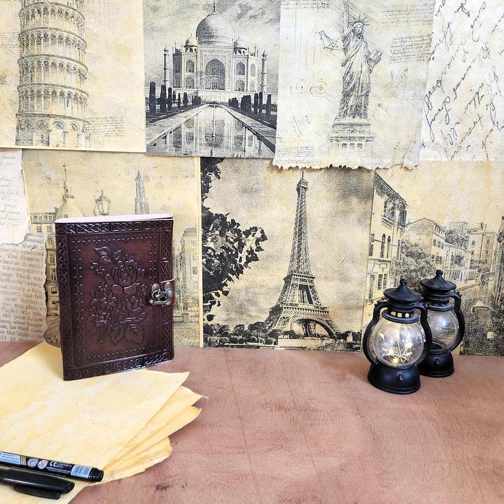 Кожаный журнал с тиснением розы, дневник молочных продуктов, блокнот для рисования с 200 страницами, C-замком, 7*5 дюймов, коричневый (Обычный журнал)