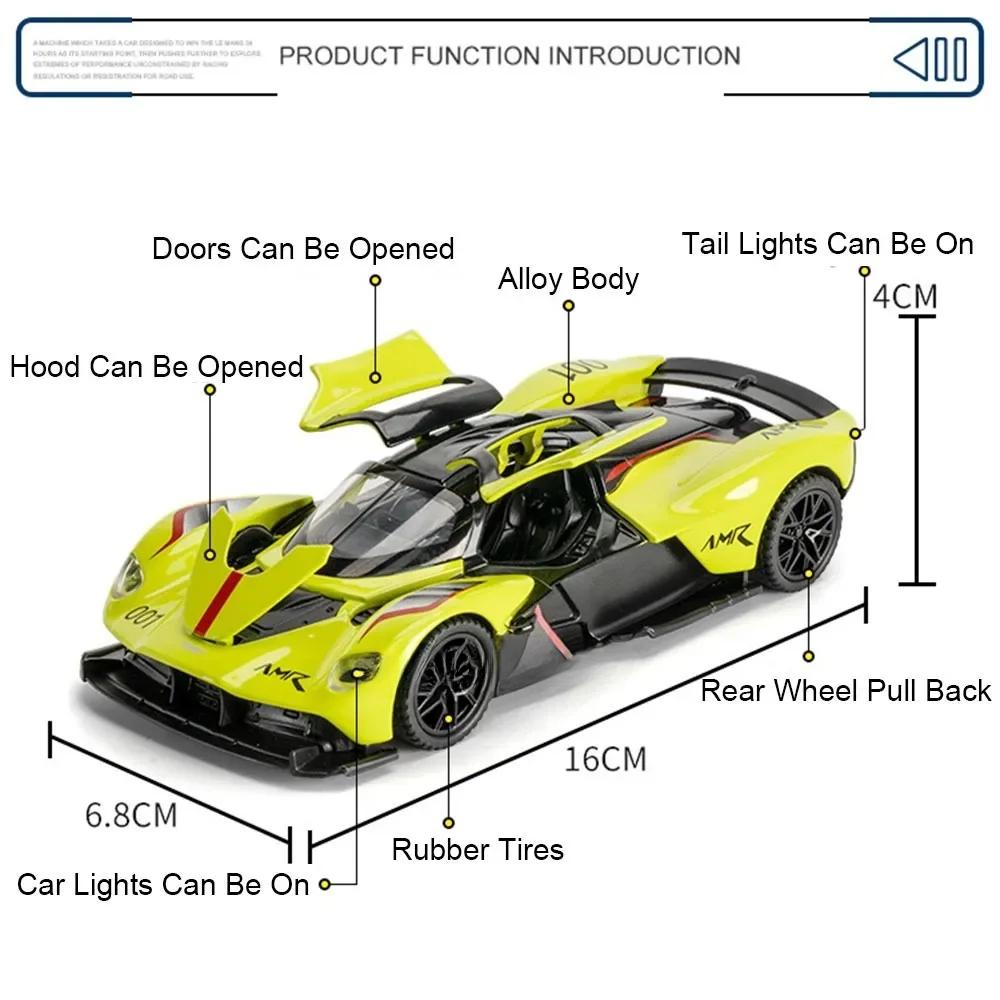 New 1:32 Aston Martin Valkyrie AMR 001 Super Sports Car Alloy Diecast Metal Model Car Sound & Light Collecting Hobbies Birthday Gift