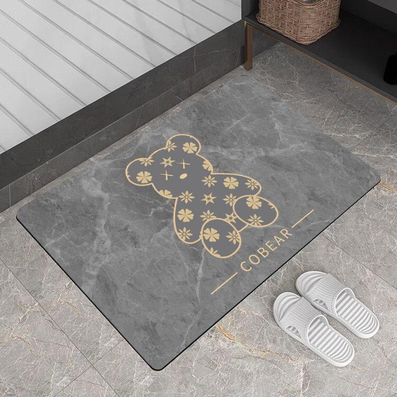 Мягкий коврик для пола из диатомовой грязи, впитывающий коврик для ванной с рисунком, быстросохнущий нескользящий коврик для двери туалета, коврик для пола в туалете