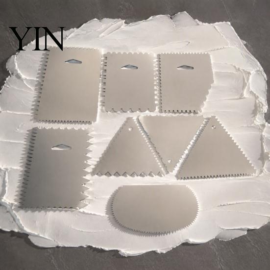 Metal Dough Cutter for Pastry Stainless Steel Cake Scraper with Multi-faceted Sawtooth, Rectangle/Pentagon/Triangle/Semi-circle Shape Cream Food Grade