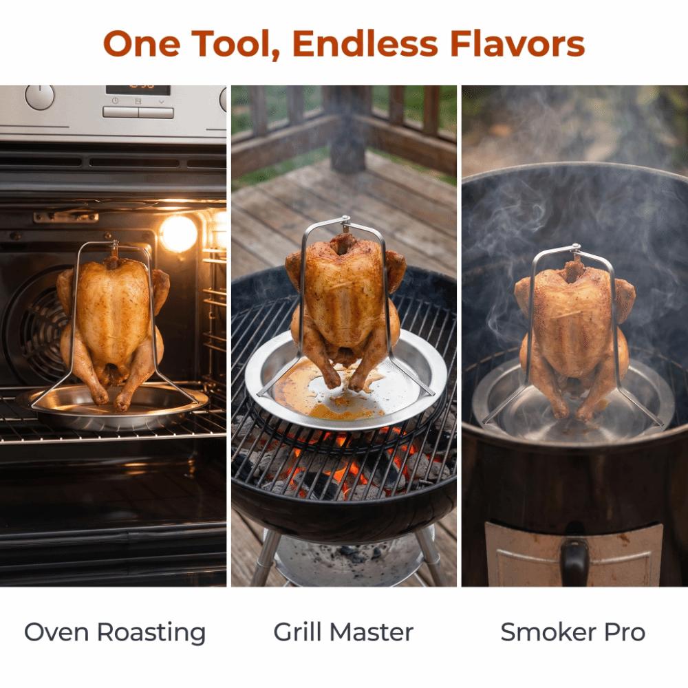 Upright Design Barbecue Tray Vertical Roasting Vertical Chicken Holder Family Gatherings Oven