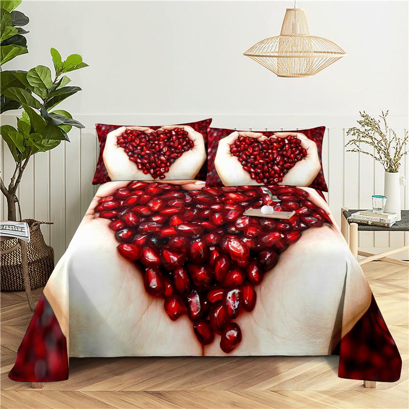 Комплект постельного белья Fresh Fruit 0.9/1.2/1.5/1.8/2.0m с цифровой печатью из полиэстера и наволочкой