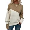 Women's Casual Round Neck Colorblock Pullover Sweater Loose Casual Long Sleeve Contrast Color Top