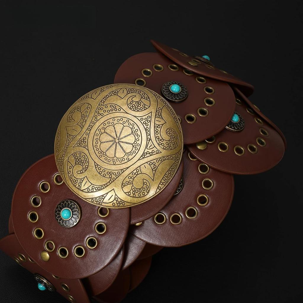 Western Leather Belts For Woman Concho Cowgirl Cowboy Disc Belt For Ladies Wide Boho Country Waist Belts For Dress