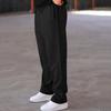 Men Straight Sweatpants Drawstring Elastic Waist Wide Leg Solid Color with Pockets