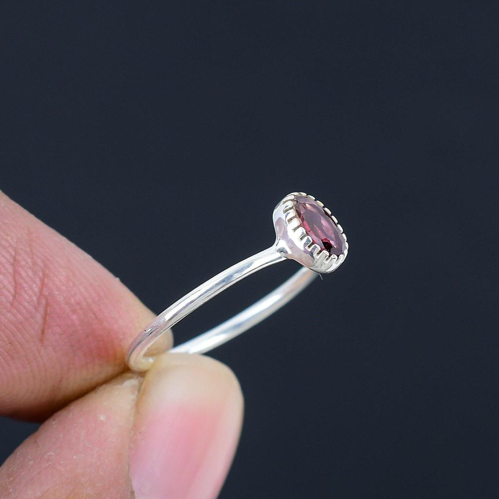 Garnet Gemstone, January Birthstone, Solid 925 Sterling Silver, Handmade Ring, Jewelry For Woman And Unisex , Oval Gemstone Ring